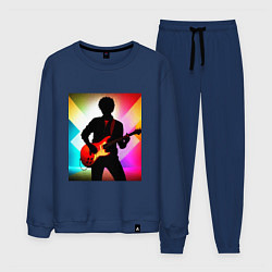 Костюм хлопковый мужской Гитарист силуэт, цвет: тёмно-синий