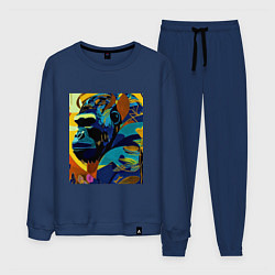 Костюм хлопковый мужской Лесная горилла, цвет: тёмно-синий