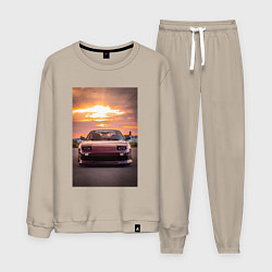 Костюм хлопковый мужской Авто в багровом закате, цвет: миндальный