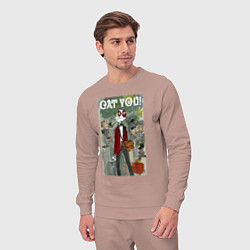 Костюм хлопковый мужской Cat you - future meme, цвет: пыльно-розовый — фото 2