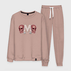 Костюм хлопковый мужской Depeche Mode - Skulls Memento Mori, цвет: пыльно-розовый