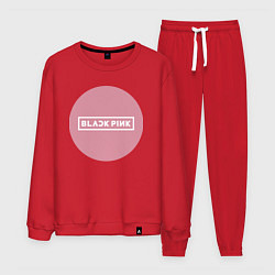 Костюм хлопковый мужской Black pink - emblem - group, цвет: красный