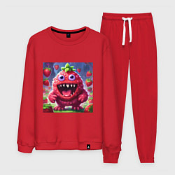 Костюм хлопковый мужской Клубника добрый монстрик, цвет: красный