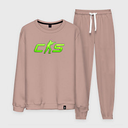 Костюм хлопковый мужской CS2 green logo, цвет: пыльно-розовый