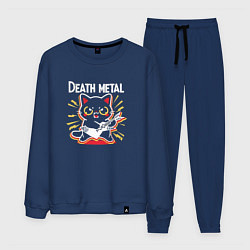 Костюм хлопковый мужской Death metal - котик с гитарой, цвет: тёмно-синий
