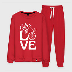 Костюм хлопковый мужской Любовь велосипедиста, цвет: красный