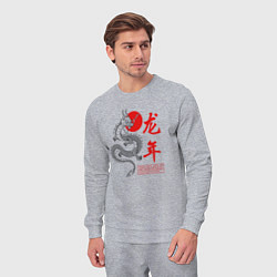 Костюм хлопковый мужской Year of the dragon, цвет: меланж — фото 2