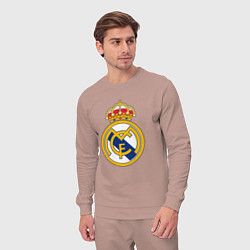 Костюм хлопковый мужской Real madrid fc sport, цвет: пыльно-розовый — фото 2