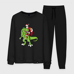 Костюм хлопковый мужской Санта на динозавре, цвет: черный