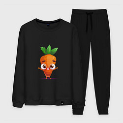 Костюм хлопковый мужской Морковка кавайная, цвет: черный