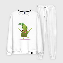 Костюм хлопковый мужской Счастливый огурчик, цвет: белый