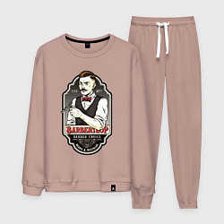 Костюм хлопковый мужской Barber shop barber choice beard mustache, цвет: пыльно-розовый