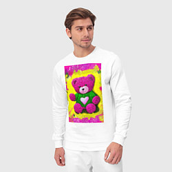 Костюм хлопковый мужской Розовый мишка плюшевый, цвет: белый — фото 2