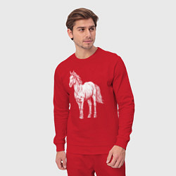 Костюм хлопковый мужской Белая лошадь стоит, цвет: красный — фото 2
