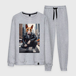 Костюм хлопковый мужской Булли на улице Нью-Йорка - нейросеть, цвет: меланж