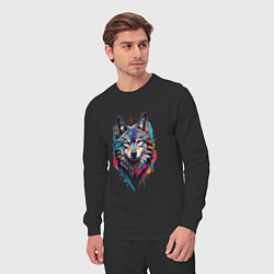 Костюм хлопковый мужской Волк в стиле Граффити, цвет: черный — фото 2
