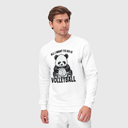 Костюм хлопковый мужской Panda volleyball, цвет: белый — фото 2