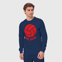 Костюм хлопковый мужской Volleyball my love, цвет: тёмно-синий — фото 2