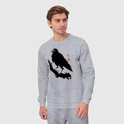 Костюм хлопковый мужской Ворон на ветке сливы, цвет: меланж — фото 2