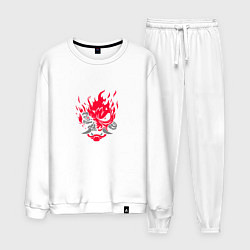 Костюм хлопковый мужской Логотип Samurai Cyberpunk 2077, цвет: белый