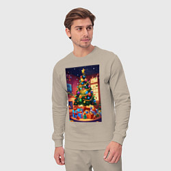 Костюм хлопковый мужской Красочное рождество, цвет: миндальный — фото 2