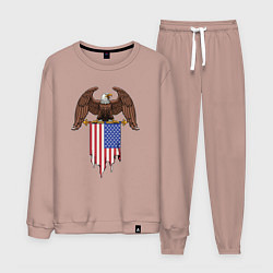 Костюм хлопковый мужской США орёл, цвет: пыльно-розовый
