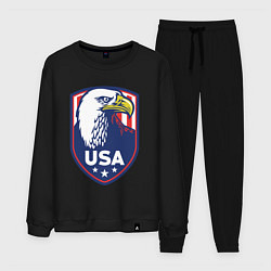 Костюм хлопковый мужской Орёл США, цвет: черный