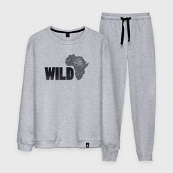 Костюм хлопковый мужской Дикий леопард, цвет: меланж