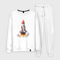 Костюм хлопковый мужской Запуск космического корабля, цвет: белый