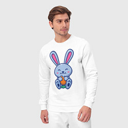 Костюм хлопковый мужской Кролик ест морковку, цвет: белый — фото 2