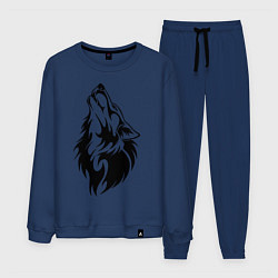 Костюм хлопковый мужской Воющий волк, цвет: тёмно-синий