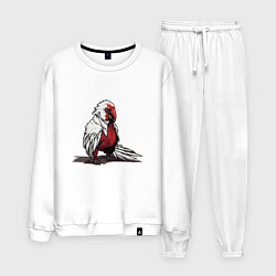 Костюм хлопковый мужской Красный попугай, цвет: белый