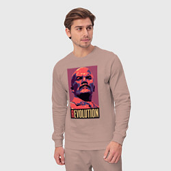 Костюм хлопковый мужской Lenin revolution, цвет: пыльно-розовый — фото 2