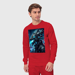 Костюм хлопковый мужской Морда кибер дракона - нейросеть, цвет: красный — фото 2
