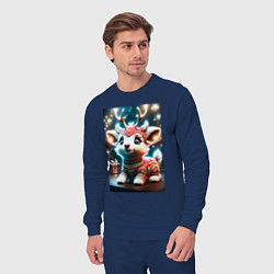 Костюм хлопковый мужской Оленёнок в свитере, цвет: тёмно-синий — фото 2