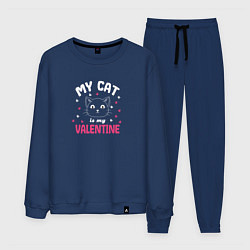 Костюм хлопковый мужской My cat is my Valentine 2024, цвет: тёмно-синий