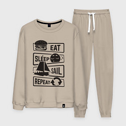 Костюм хлопковый мужской Есть спать яхтинг, цвет: миндальный