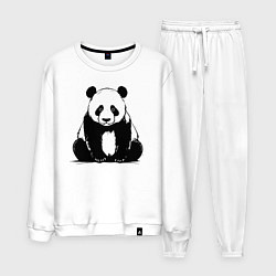 Костюм хлопковый мужской Грустная панда сидит, цвет: белый