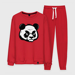 Костюм хлопковый мужской Недовольная морда панды, цвет: красный