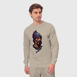 Костюм хлопковый мужской Snoop dogg head, цвет: миндальный — фото 2