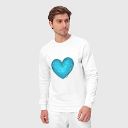 Костюм хлопковый мужской Сердце бирюзового цвета, цвет: белый — фото 2