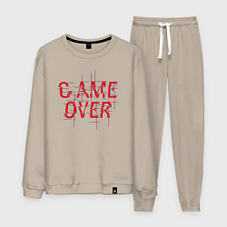 Костюм хлопковый мужской Надпись - Game over, цвет: миндальный