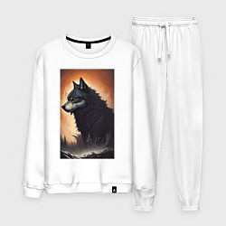 Костюм хлопковый мужской Большой и страшный серый волк, цвет: белый