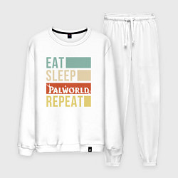 Костюм хлопковый мужской Eat sleep Palworld rpeat, цвет: белый