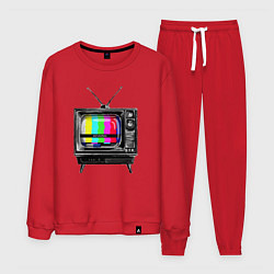 Костюм хлопковый мужской Старый телевизор no signal, цвет: красный