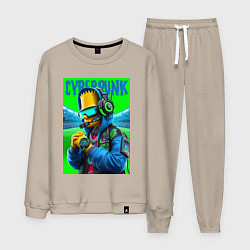Костюм хлопковый мужской Cyber Bart Simpson - ai art fantasy, цвет: миндальный