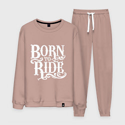 Костюм хлопковый мужской Born to ride - рожденный ездить, цвет: пыльно-розовый