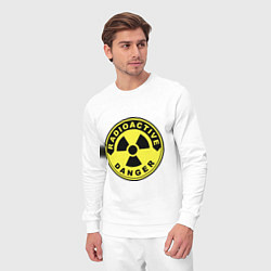 Костюм хлопковый мужской Danger radiation sign, цвет: белый — фото 2