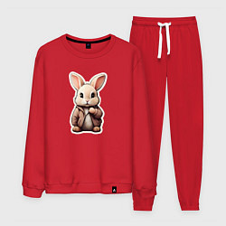 Костюм хлопковый мужской Маленький пушистый кролик, цвет: красный