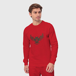 Костюм хлопковый мужской Векторная сова, цвет: красный — фото 2